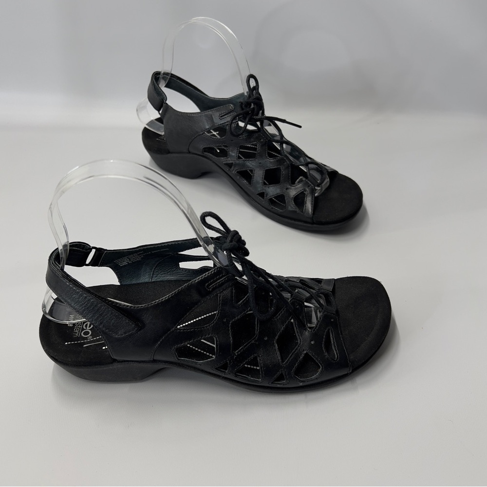 ABEO women’s Size 8 Narrow Black Open Toe Lace Up Sandals